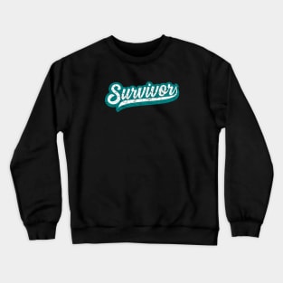 Ovarian Cancer Survivor - Retro Grunge Style Crewneck Sweatshirt